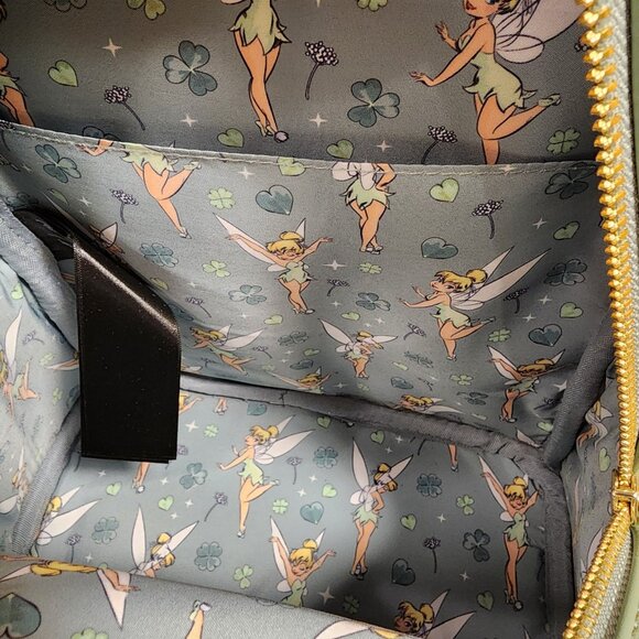 Loungefly Disney Tinker Bell 4-Leaf Clover Mini Backpack Peter Pan Fairy Glitter